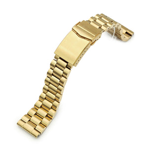 Strapcode Watch Bracelet 22mm Endmill 316L Stainless Steel Watch Band Straight End, Full IP Gold V-Clasp
