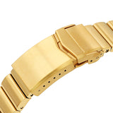 Strapcode Watch Bracelet 22mm Bandoleer 316L Stainless Steel Watch Band for Seiko new Turtles SRPC44, Full IP Gold V-Clasp