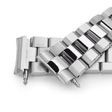 Strapcode Watch Bracelet 22mm Hexad 316L Stainless Steel Watch Band for Seiko new Turtles SRP777, Brushed and Polished V-Clasp