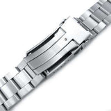 Strapcode Watch Bracelet 22mm Super 3D Oyster watch band for SEIKO Diver SKX007/SKX009/SKX011, Brushed V-Clasp Button Double Lock