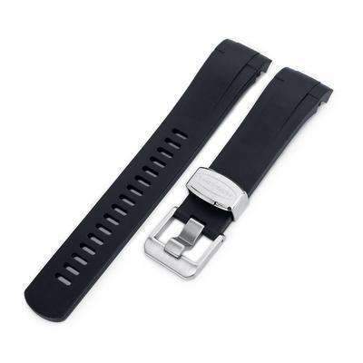 Strapcode Rubber Watch Strap 22mm Crafter Blue - Black Rubber Curved Lug Watch Strap for Tudor Black Bay M79230
