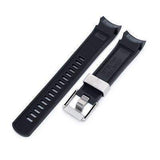 Strapcode Rubber Watch Strap 22mm Crafter Blue - Black Rubber Curved Lug Watch Strap for Tudor Black Bay M79230