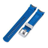 Strapcode Rubber Watch Strap 22mm Crafter Blue - Dual Color Black , Blue Rubber Curved Lug Watch Strap for Tudor Black Bay M79230