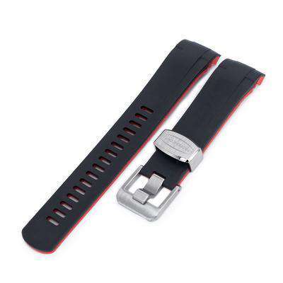 22mm Crafter Blue - Dual Color Red & Black Rubber Curved Lug Watch Strap for Tudor Black Bay M79230