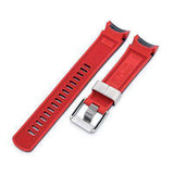 22mm Crafter Blue - Dual Color Blue & Red Rubber Curved Lug Watch Strap for Tudor Black Bay M79230