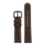 Strapsco DASSARI Vintage Leather Pilot Watch Band w/ Matte Black Rivets