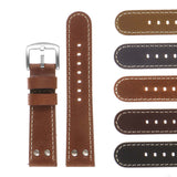 DASSARI Vintage Leather Pilot Watch Band w/ Silver Rivets