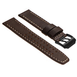 Strapsco DASSARI 23mm Leather Watch Strap for Luminox Evo with Matte Black Buckle