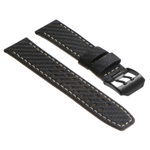 DASSARI 23mm Carbon Fiber Watch Strap for Luminox Evo with Matte Black Buckle