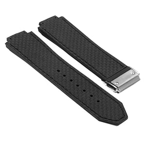 DASSARI S5 Carbon Fiber & Rubber Watch Strap for Hublot Big Bang with Brushed Steel Clasp