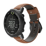 Calf Leather Watch Strap for Suunto Core Brown Stitched, Heavy Duty Buckle with Adaptors