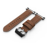 Calf Leather Watch Strap for Suunto Core Brown Stitched, Heavy Duty Buckle with Adaptors