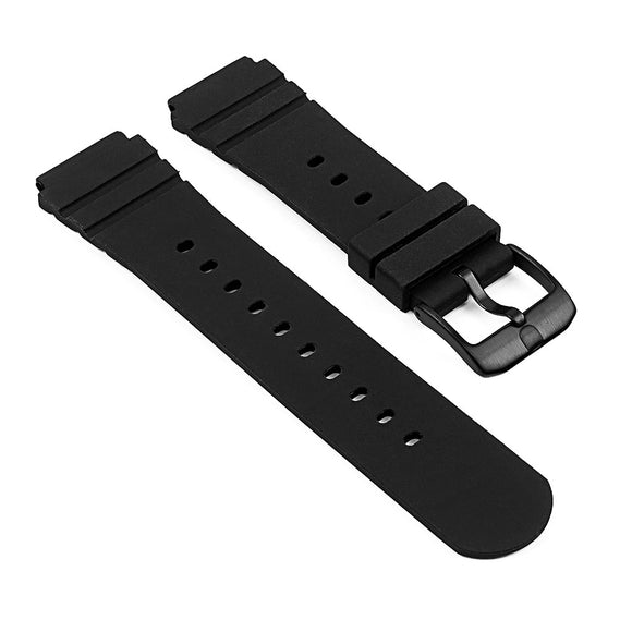 Rubber Watch Band for Luminox Sentry Series 0200 W/ Matte Black Buckle