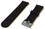 Black Rubber Watch Strap Smooth with Wide Tongue Stainless Steel Buckle 24mm
