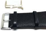 Extra Wide Watch Strap Black Smooth Calf Leather with Gold and Chrome Buckles 30mm to 40mm