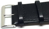 Extra Wide Watch Strap Black Smooth Calf Leather with Gold and Chrome Buckles 30mm to 40mm