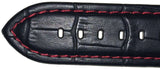 Premier Alligator Grain Watch Strap Padded Red Colour Stitched Black Calf Leather