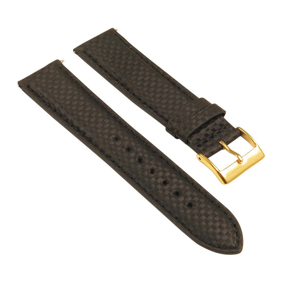 Padded Carbon Fiber Strap w/ Yellow Gold Buckle - Quick Release
